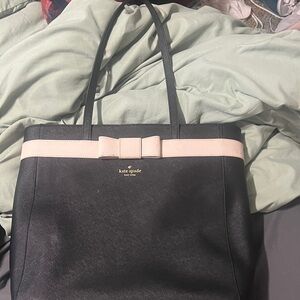 Kate Spade Black Tote with Cream Bow Accent
